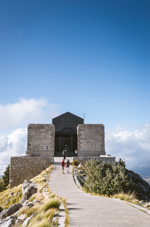 Lovcen / Montenegro - September 2017: road to the Mausoleum of the Negot - the tomb of the last spiritual ruler of Montenegro, Metropolitan Peter II Petrovich-Negosh, located on the top of the mountainの写真素材