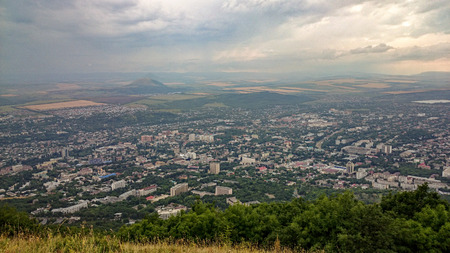 Panorama city from top of mountainの写真素材
