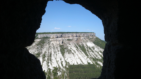 Eye of  one of Crimean mountain, view through eyeの写真素材