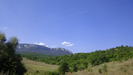 Clear sky with way back homeの写真素材