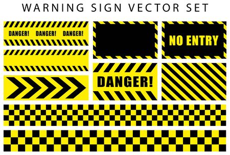 warning danger sign set, rectangle and triangle frameのイラスト素材
