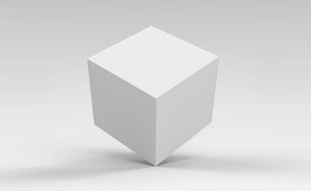 3d cube box render isolated on white background