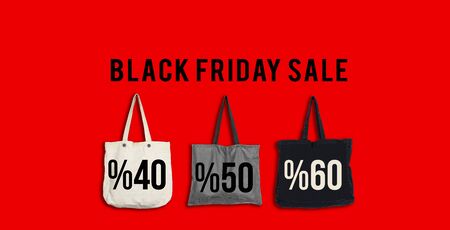 Black Friday sale shopping banner. Mockup of special day. Red and black color.