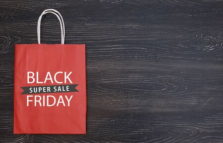 Black Friday sale shopping banner. Mockup of special day, empty black board for logo and text....