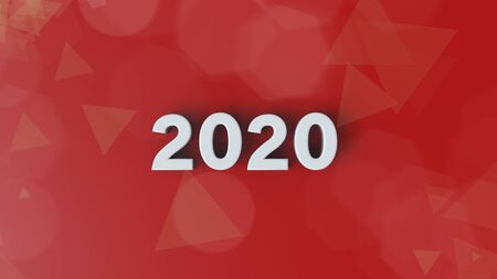2020 text 3d render illustration. Happy new year. Merry Christmas. Isolated background.の写真素材