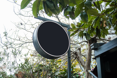 signboard mockup and template empty frame for logo and text on the backgroundの写真素材