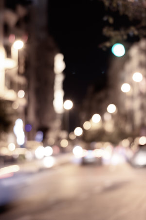 abstract and artistic themed shake effect, night street and city photographyの写真素材