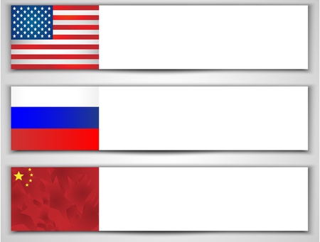 sticker, USA flag, China flag, Russiaのイラスト素材