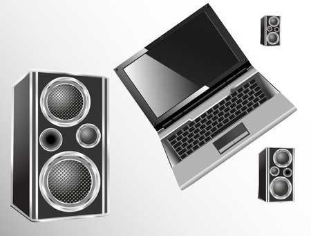 notebook and speakerのイラスト素材