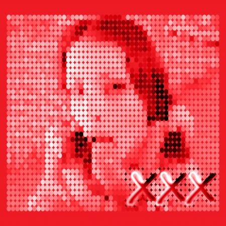 abstract portrait woman in redのイラスト素材