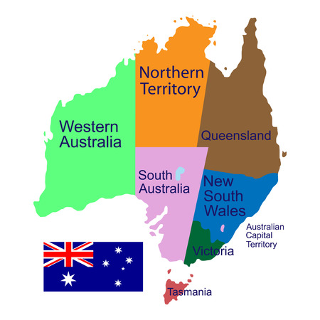 Australia, political maps, flagsのイラスト素材