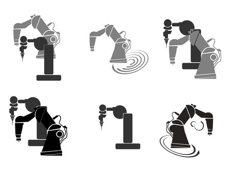robotics, the robot hand, the robot icon setのイラスト素材
