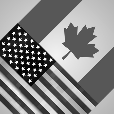 Canada, US flags. Canadian and American grunge flag.のイラスト素材