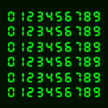 Electronic font, numbers on green background, isolated objectのイラスト素材