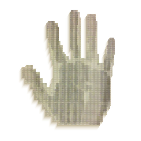 On white background isolated object abstract hand prints pixelのイラスト素材