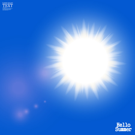 Sun with lens flare, vector background abstract vectorのイラスト素材