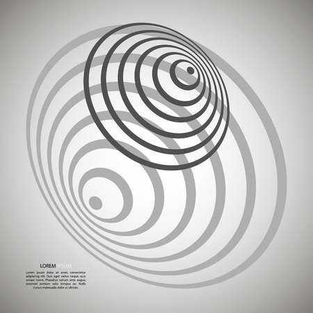 Abstract background of circles in the form of a whirlpool, black hole, in black and whiteのイラスト素材