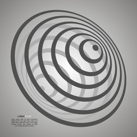 Abstract background of circles in the form of a whirlpool, black hole, in black and whiteのイラスト素材
