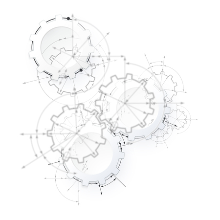 Engineering drawing with a cogwheelsのイラスト素材