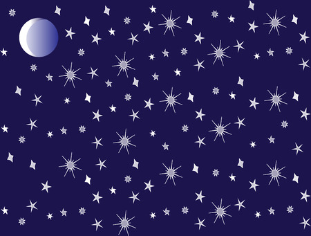 The stars and the moon on dark background. vector illustration eps10のイラスト素材