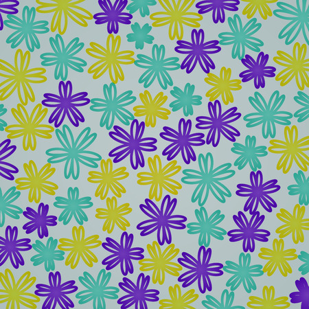 Abstract colored flowers on a gray backgroundのイラスト素材
