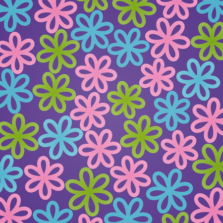 Abstract colorful flowers on a purple backgroundのイラスト素材
