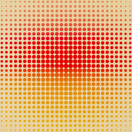 Halftone of red and orange dots on a yellow backgroundのイラスト素材