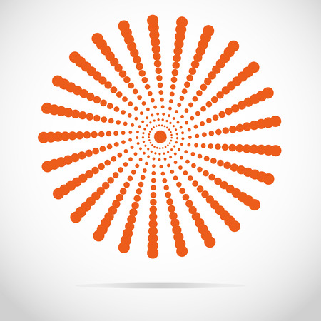 Circular abstract halftone as a design element of orange dots on a gray backgroundのイラスト素材