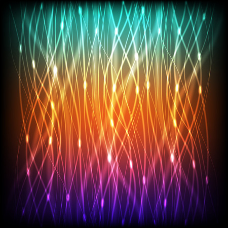 Abstract background of bright neon colored curves vertical lines with glareのイラスト素材