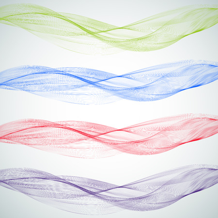 Abstract blend of four colorful waves on a gray backgroundのイラスト素材