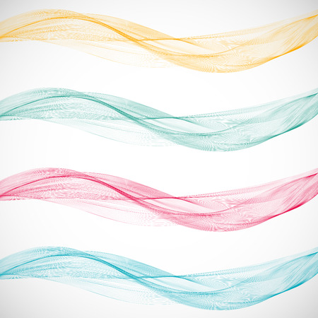 Abstract blend of four colorful waves design element on a gray backgroundのイラスト素材