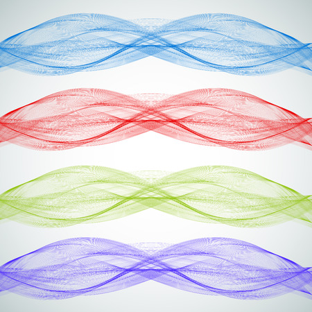 Abstract blend of four colored waves design element on a gray backgroundのイラスト素材