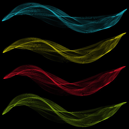 Abstract blend colored wave design element on a black backgroundのイラスト素材