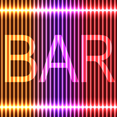 Neon a colorful background of vertical lines. Signboard Barのイラスト素材