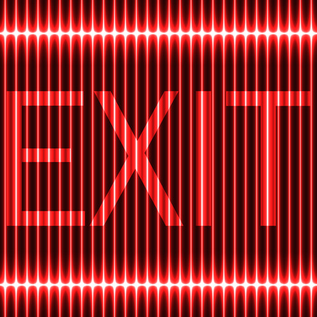 Neon a red background of vertical lines. Signboard Exitのイラスト素材