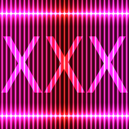 Neon a colorful background of vertical lines. Signboard XXXのイラスト素材