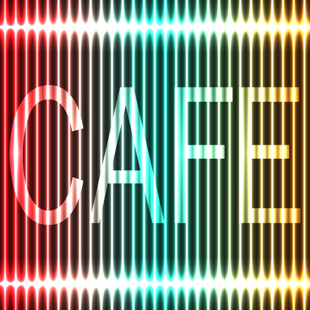 Neon a colorful background of vertical lines. Signboard Cafeのイラスト素材
