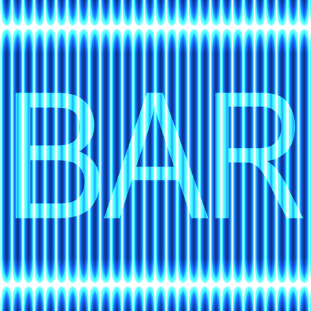 Neon a blue background of vertical lines. Signboard Barのイラスト素材