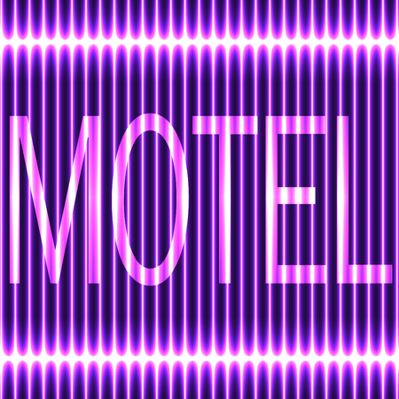 Neon a purple background of vertical lines. Signboard Motelのイラスト素材