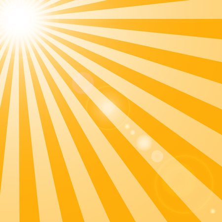 The sun and the suns rays with glare on yellow backgroundのイラスト素材
