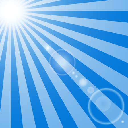 The sun and the suns rays with glare on blue backgroundのイラスト素材