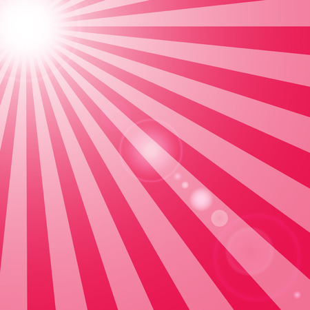 The sun and the suns rays with glare on pink backgroundのイラスト素材