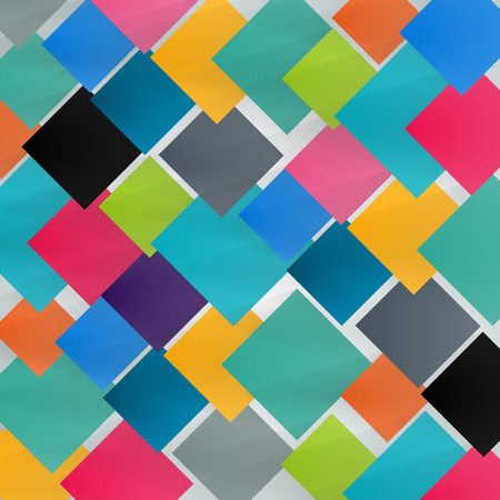 Colored squares with sharp corners and shadow on gray backgroundのイラスト素材