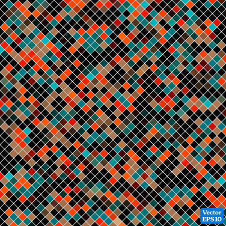Abstract mosaic background of dark colored pixel squaresのイラスト素材