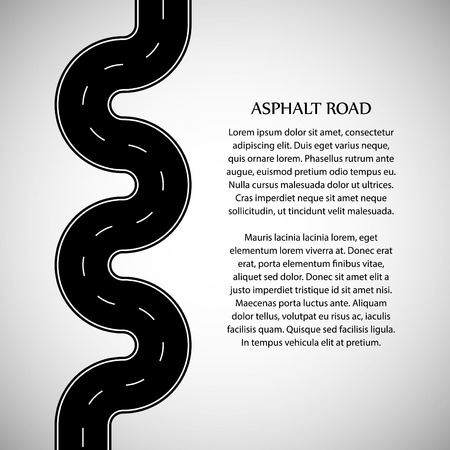 Asphalt road with white intermittent marking and text on the gray backgroundのイラスト素材