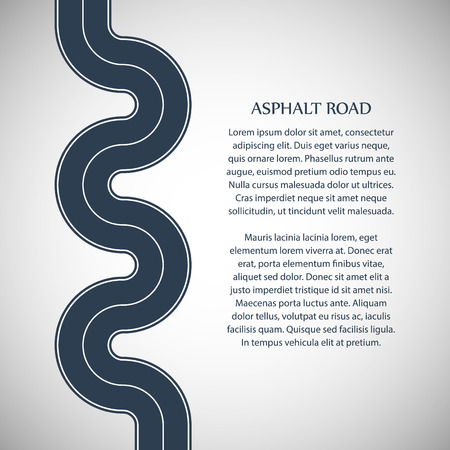 Asphalt road gray color with white solid marking and text on the gray backgroundのイラスト素材