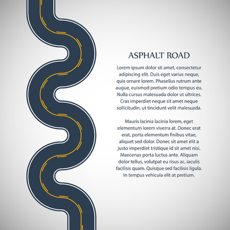 Asphalt road gray color with yellow double solid and intermittent marking and text on the gray backgroundのイラスト素材