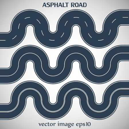 Set asphalt roads gray color with white marking on the gray backgroundのイラスト素材
