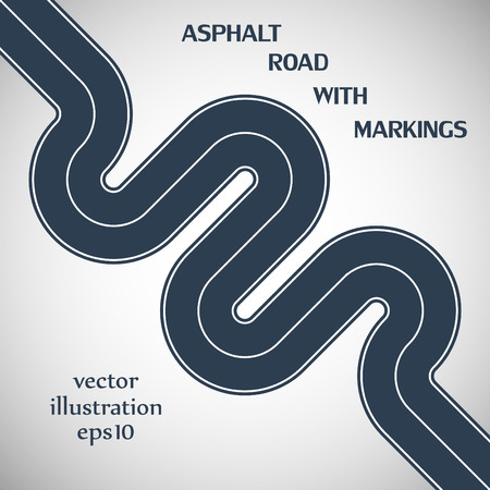 Asphalt road gray color with white solid marking on the gray backgroundのイラスト素材