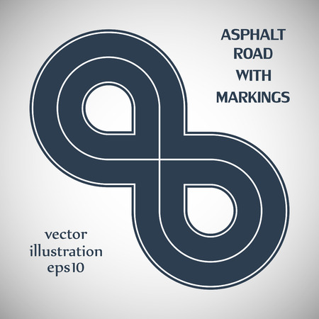 Asphalt road gray color with white solid marking on the gray backgroundのイラスト素材